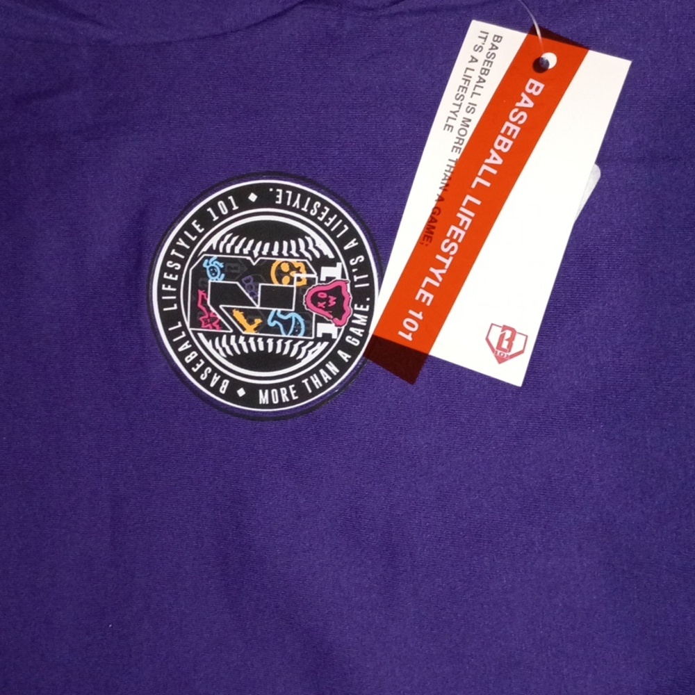 Baseball Lifestyle 101 Purple Kids T-Shirt Youth Small Nwt - Picture 2 of 4